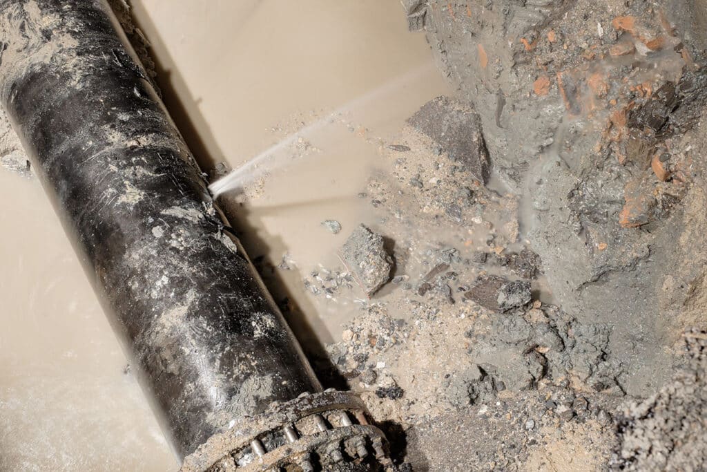 burst plumbing pipe